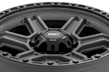 Rough Country 79 Series Wheel | One-Piece | Gunmetal Gray w/Black Ring | 17x8.5 | 6x5.5 | 0mm by Rough Country