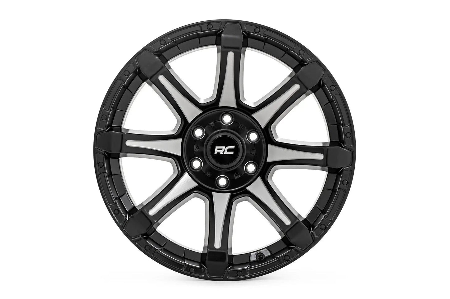 Rough Country 81 Series Wheel | One-Piece | Semi Gloss Black w/machined spokes | 20x10 | 6x5.5 | -19 by Rough Country