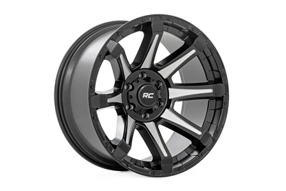 Rough Country 81 Series Wheel | One-Piece | Semi Gloss Black w/machined spokes | 20x10 | 6x5.5 | -19 by Rough Country