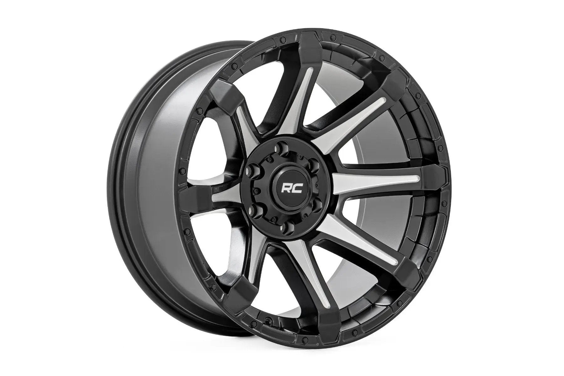 Rough Country 81 Series Wheel | One-Piece | Semi Gloss Black w/machined spokes | 20x9 | 5x5.5 | 0mm by Rough Country