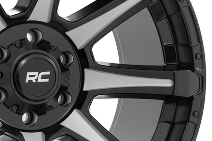 Rough Country 81 Series Wheel | One-Piece | Semi Gloss Black w/machined spokes | 20x9 | 5x5.5 | 0mm by Rough Country