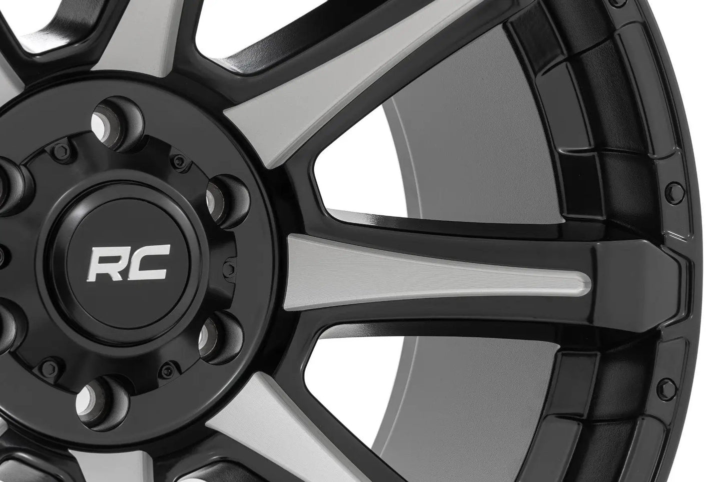 Rough Country 81 Series Wheel | One-Piece | Semi Gloss Black w/machined spokes | 20x9 | 8x180 | 0mm by Rough Country