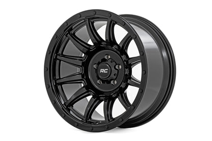 Llanta Rough Country Serie 90 | De una pieza | Negro brillante | 20x10 | 8x170 | -19mm