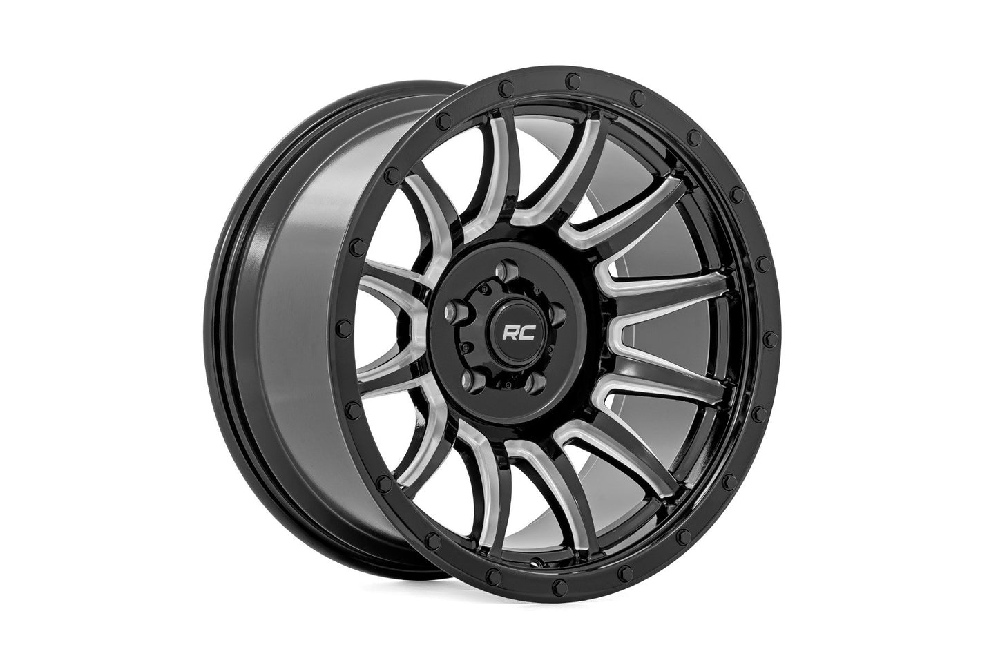 Rin 90 Series Rough Country | Una pieza | Negro brillante con radios mecanizados | 18x9 | 6x5.5 | -12mm