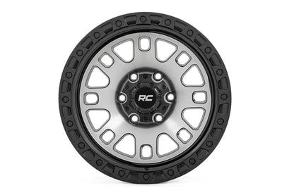 Rough Country 82 Series Wheel | One-Piece | Machined Semi Gloss Black | 18x9 | 6x5.5 | -12mm by Rough Country