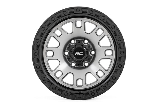 Rough Country 82 Series Wheel | One-Piece | Machined Semi Gloss Black | 18x9 | 6x5.5 | -12mm