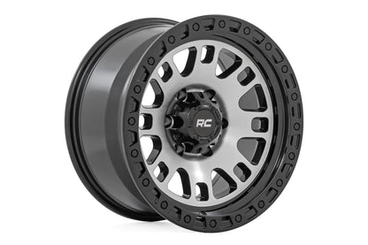 Rough Country 82 Series Wheel | One-Piece | Machined Semi Gloss Black | 17x9 | 6x5.5 | -12mm by Rough Country