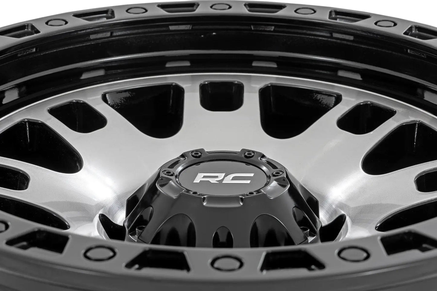 Rough Country 82 Series Wheel | One-Piece | Machined Semi Gloss Black | 17x9 | 6x5.5 | -12mm by Rough Country
