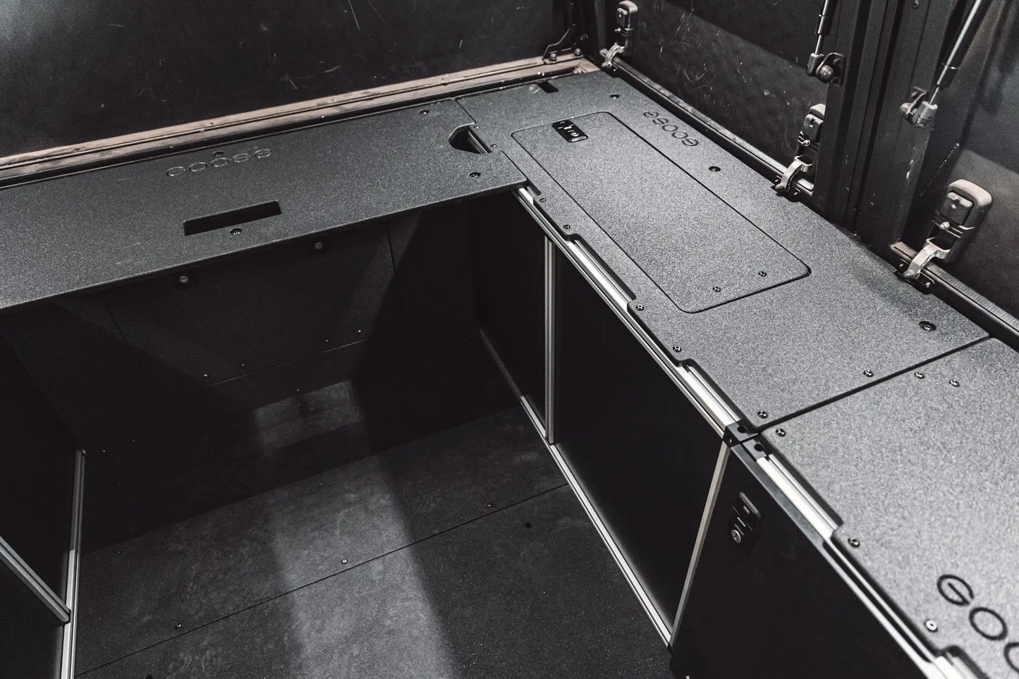 Alu-Cab Alu-Cabin Canopy Camper - Chevrolet Silverado 1500 / GMC Sierra 1500 2019-Present 4th Gen. - Front Utility Module - 5'8" Bed by Goose Gear