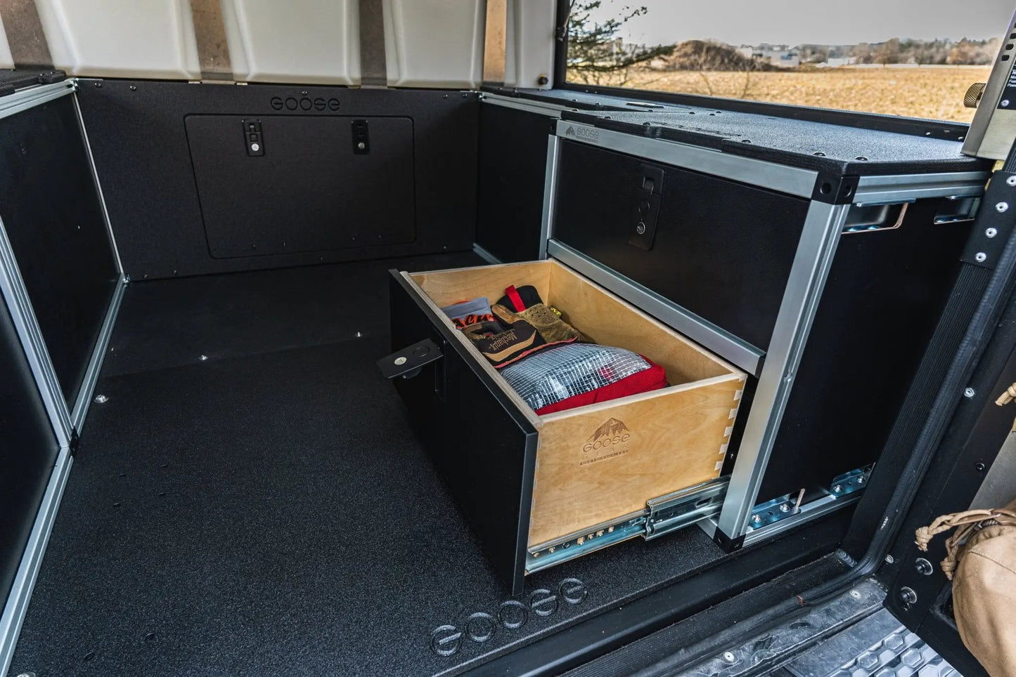 Alu-Cab Canopy Camper V2 - Ford Ranger 2019-2023 4th Gen. - Rear Double Drawer Module - 5' Bed by Goose Gear