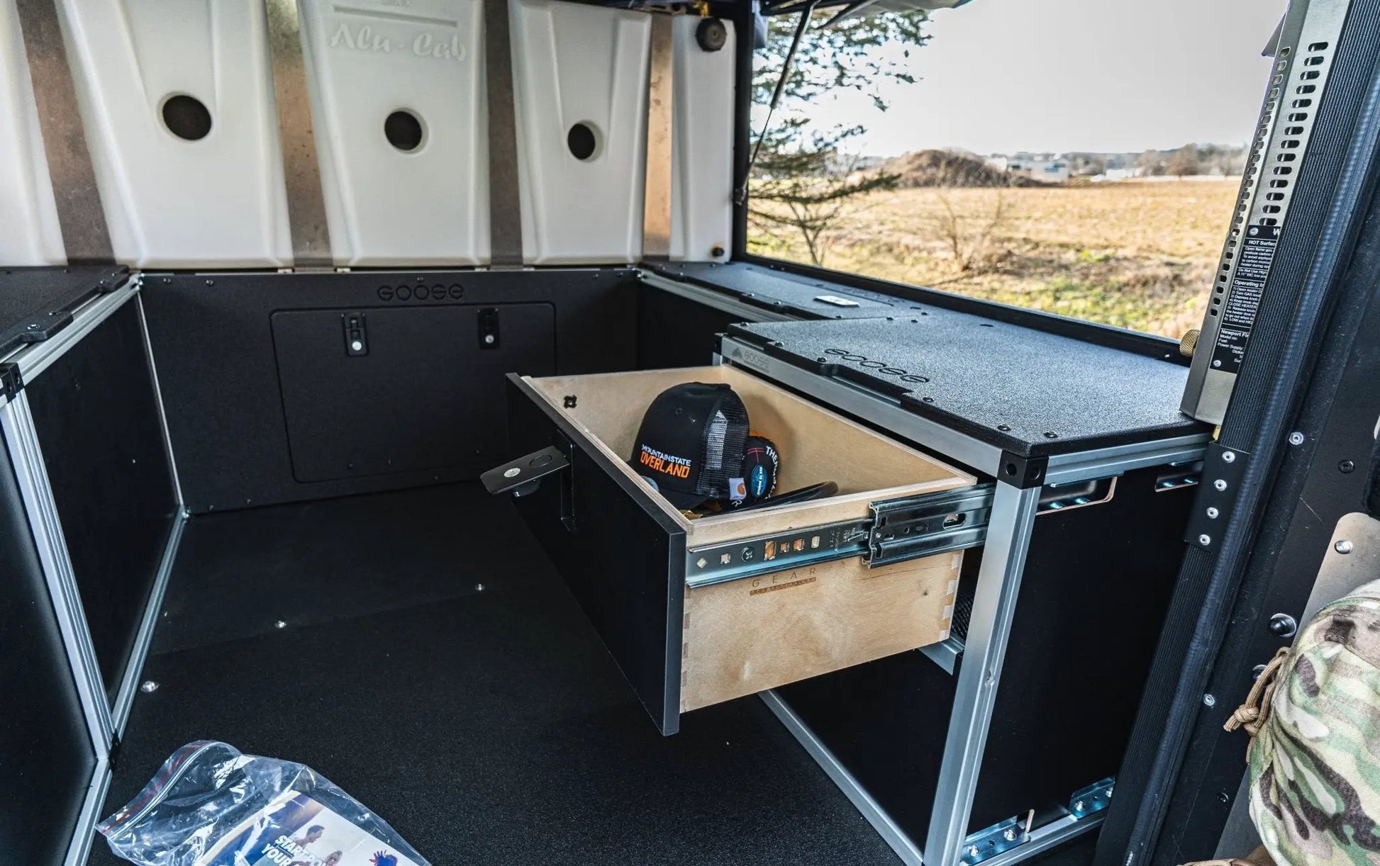 Alu-Cab Canopy Camper V2 - Ford Ranger 2019-2023 4th Gen. - Rear Double Drawer Module - 5' Bed by Goose Gear