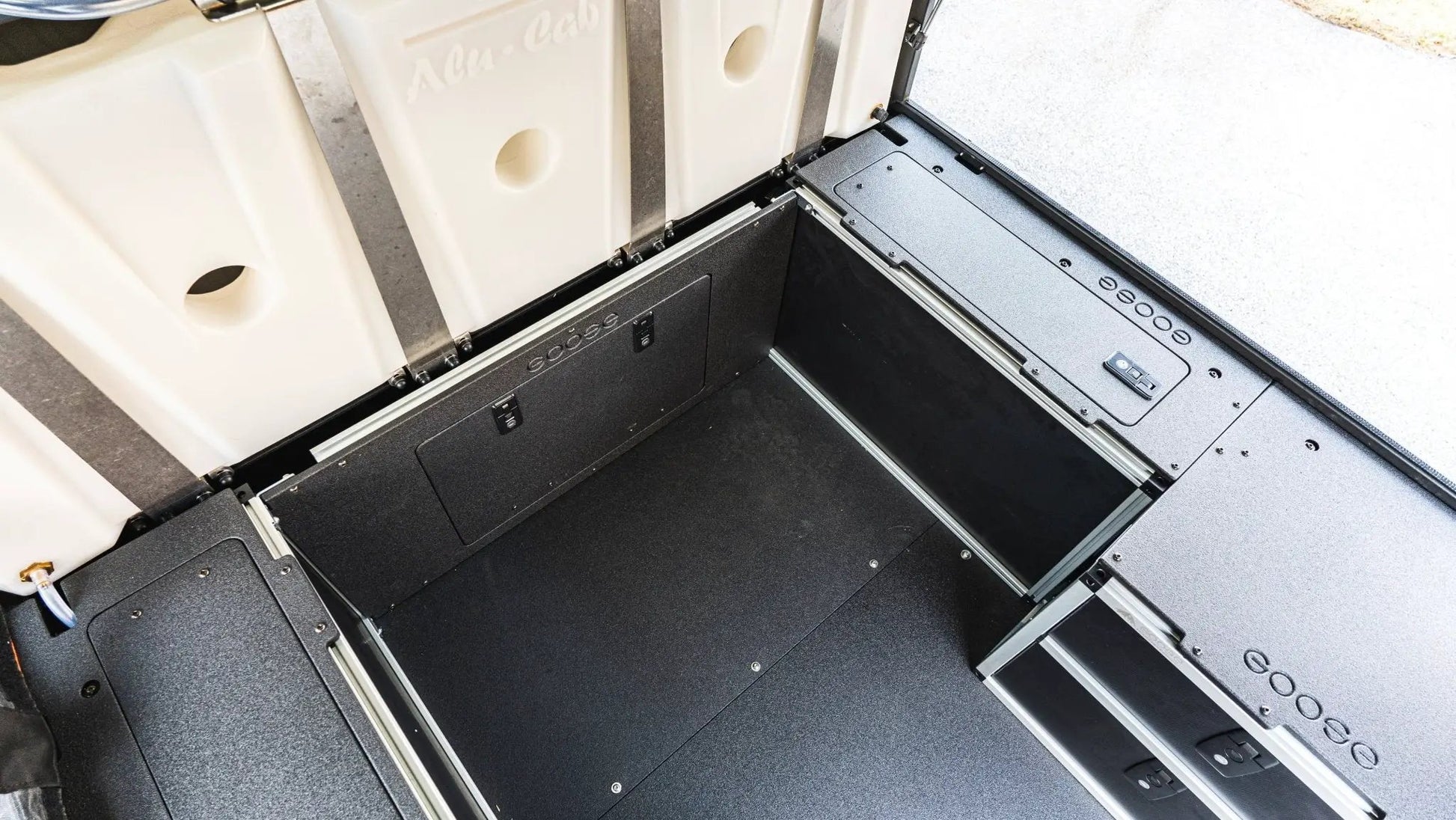 Alu-Cab Canopy Camper V2 - Toyota Tacoma 2005-2023 2nd & 3rd Gen. - Front Utility Module - 5' Bed by Goose Gear