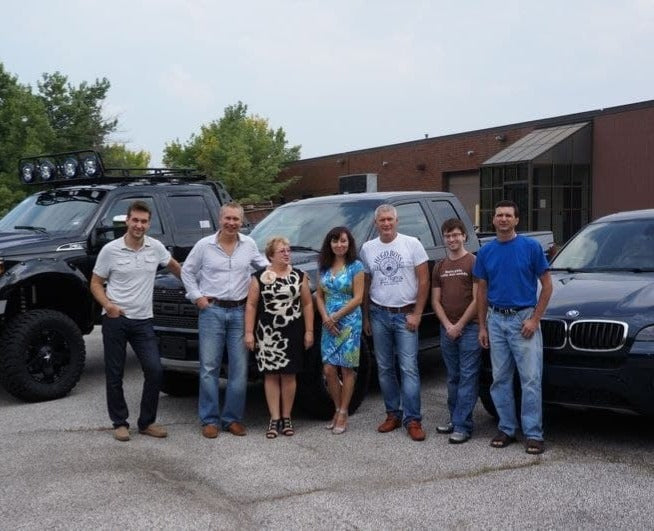 Historic Auto Expedition team photo showing the family-owned company’s early years and commitment to quality off-road vehicle upgrades and customer service in Ohio