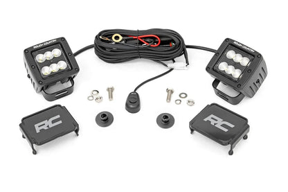 Rough Country LED Light Kit | Ditch Mount | 2" Black Pair | Flood Pattern | Ford Bronco (21-25) by Rough Country