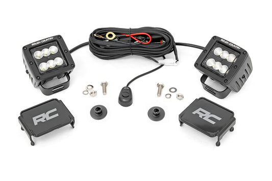 Kit de luces LED | Montaje en zanja | Par negro de 2" | Patrón de inundación | Ford Bronco (21-25)