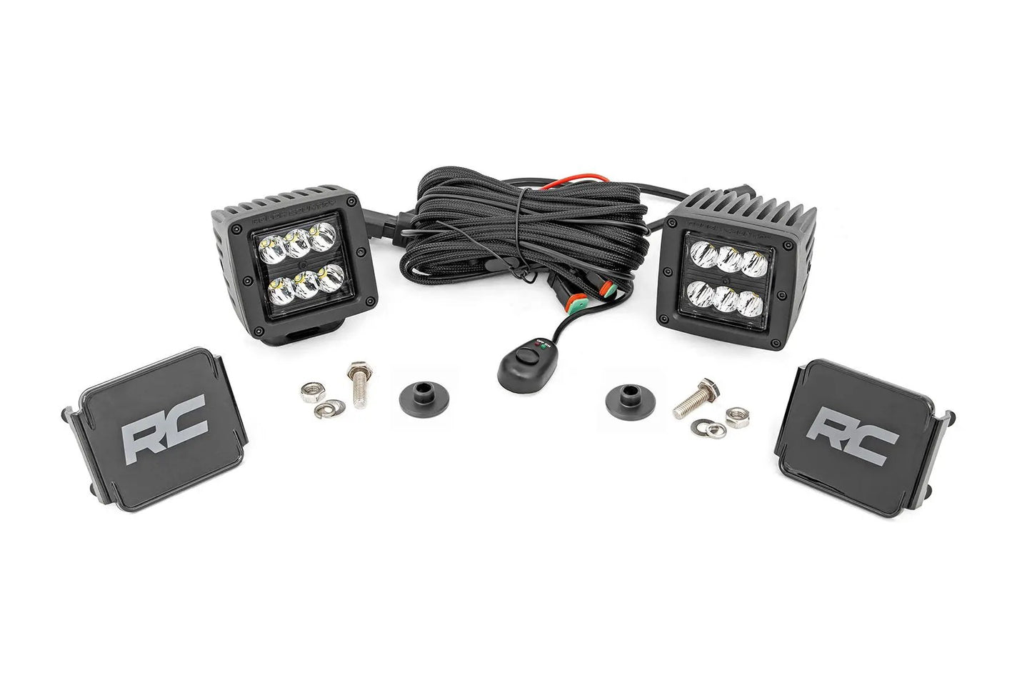Rough Country LED Light Kit | Ditch Mount | 2" Black Pair | Spot Pattern | Ford Bronco (21-25) by Rough Country