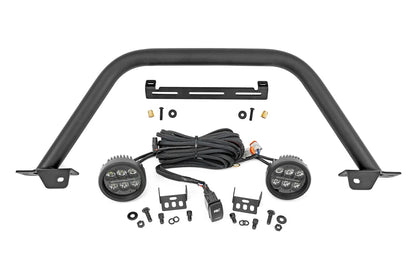 Rough Country Safari Bar | 3.5" Round LED (Pair) | Black | Amber DRL | OE Modular Steel | Ford Bronco (21-25) by Rough Country