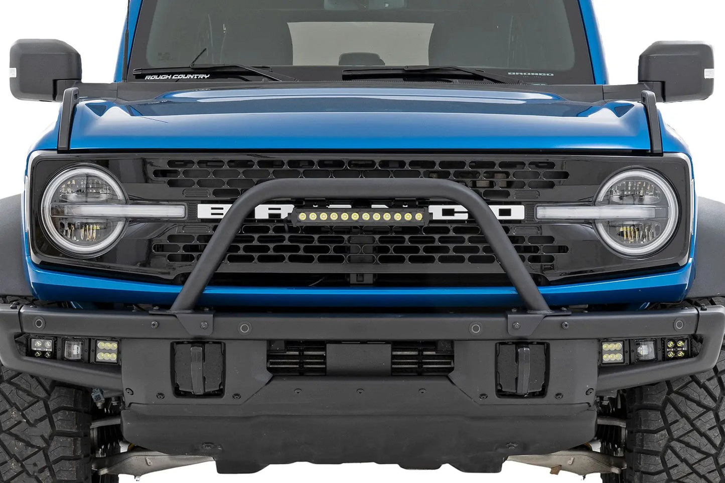 Rough Country Safari Bar | 12" LED Light Bar | Black | Single Row | OE Modular Steel | Ford Bronco (21-25) by Rough Country