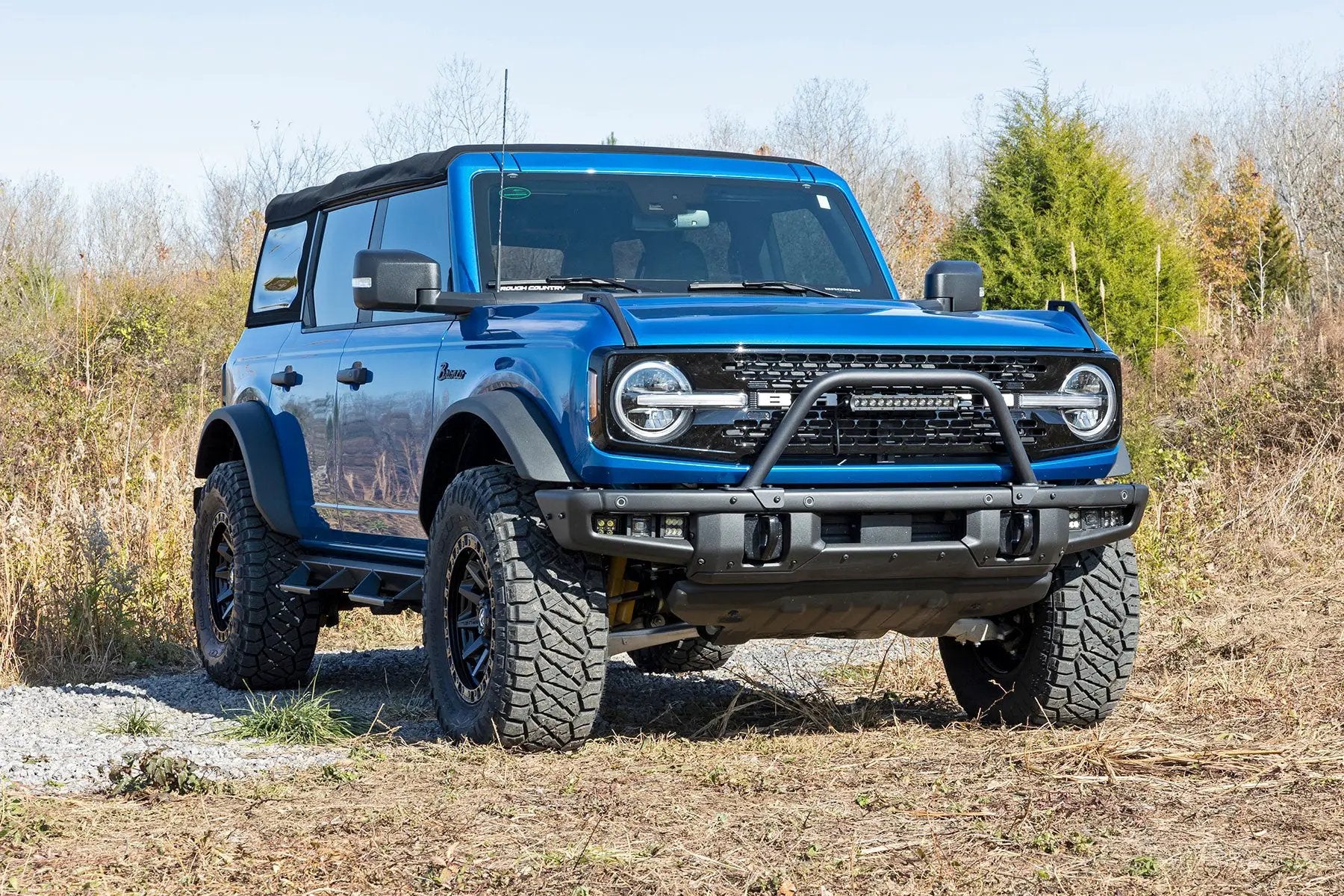Rough Country Safari Bar | 12" LED Light Bar | Black | Single Row | OE Modular Steel | Ford Bronco (21-25) by Rough Country