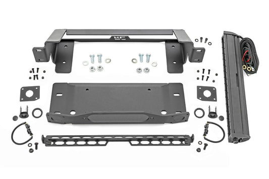 Soporte de cabrestante alto | Todos los modelos | LED de una fila de 20 pulgadas negro | Ford Bronco (21-25)
