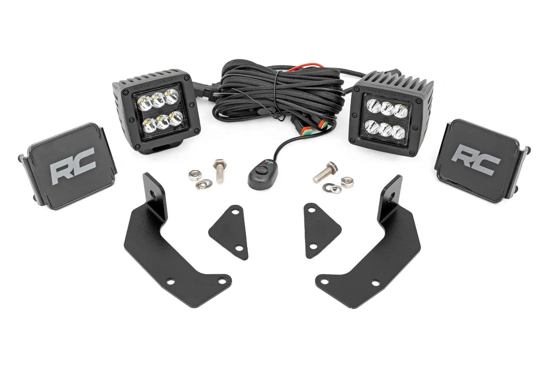 Rough Country LED Light Kit | Cage Mount | 2" Black Pair | CFMOTO UFORCE 1000 by Rough Country