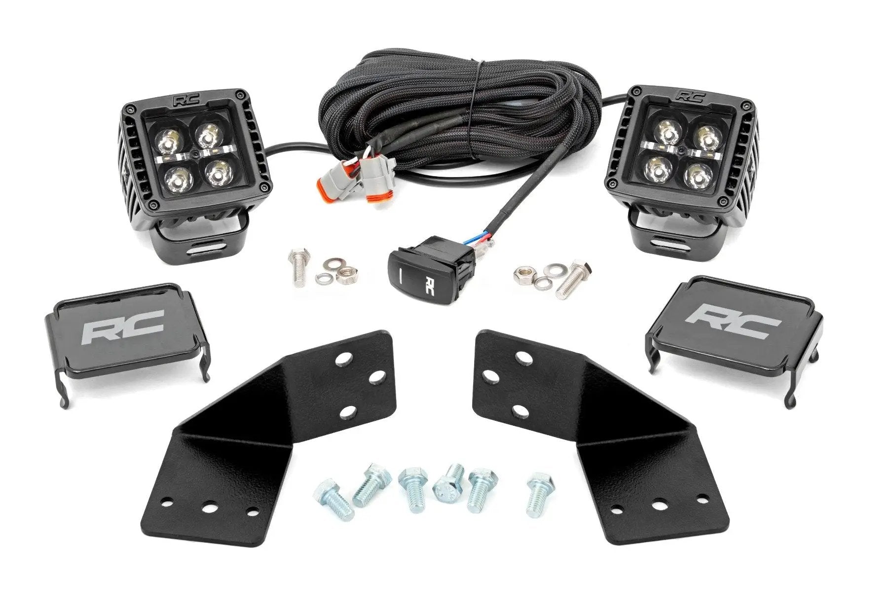Rough Country LED Light Kit | Rear Mount | 2" Black Pair | White DRL | CFMOTO UFORCE 1000 by Rough Country