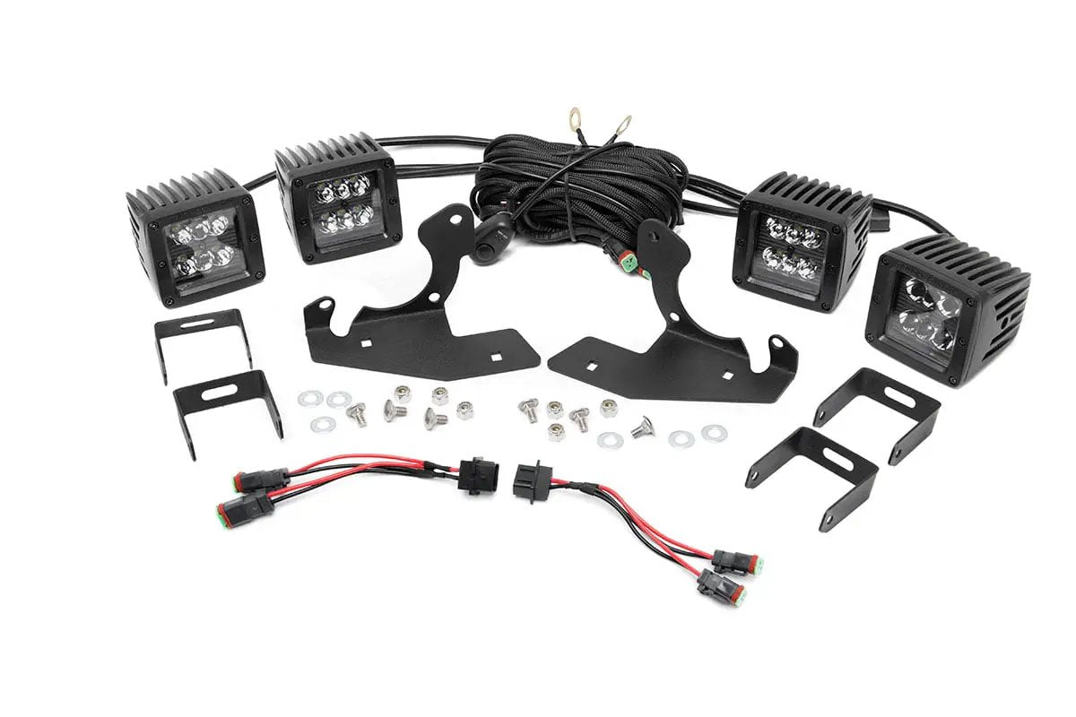 Rough Country LED Light Kit | Fog Mount | Dual 2" Black Pairs | Chevy Silverado 1500/2500HD/3500HD 2WD/4WD by Rough Country