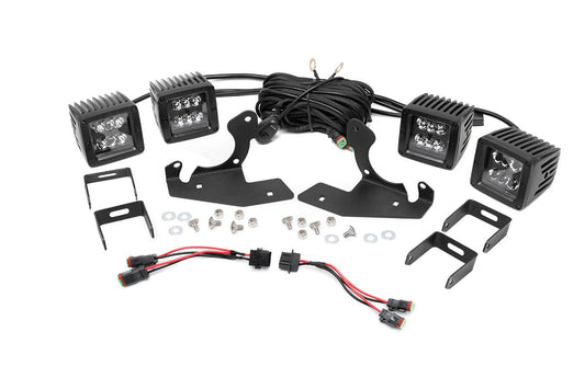 Kit de Luces LED | Montaje en Faros Antiniebla | Par Doble Negro de 2" | Chevy Silverado 2500 HD/3500 HD (11-14)