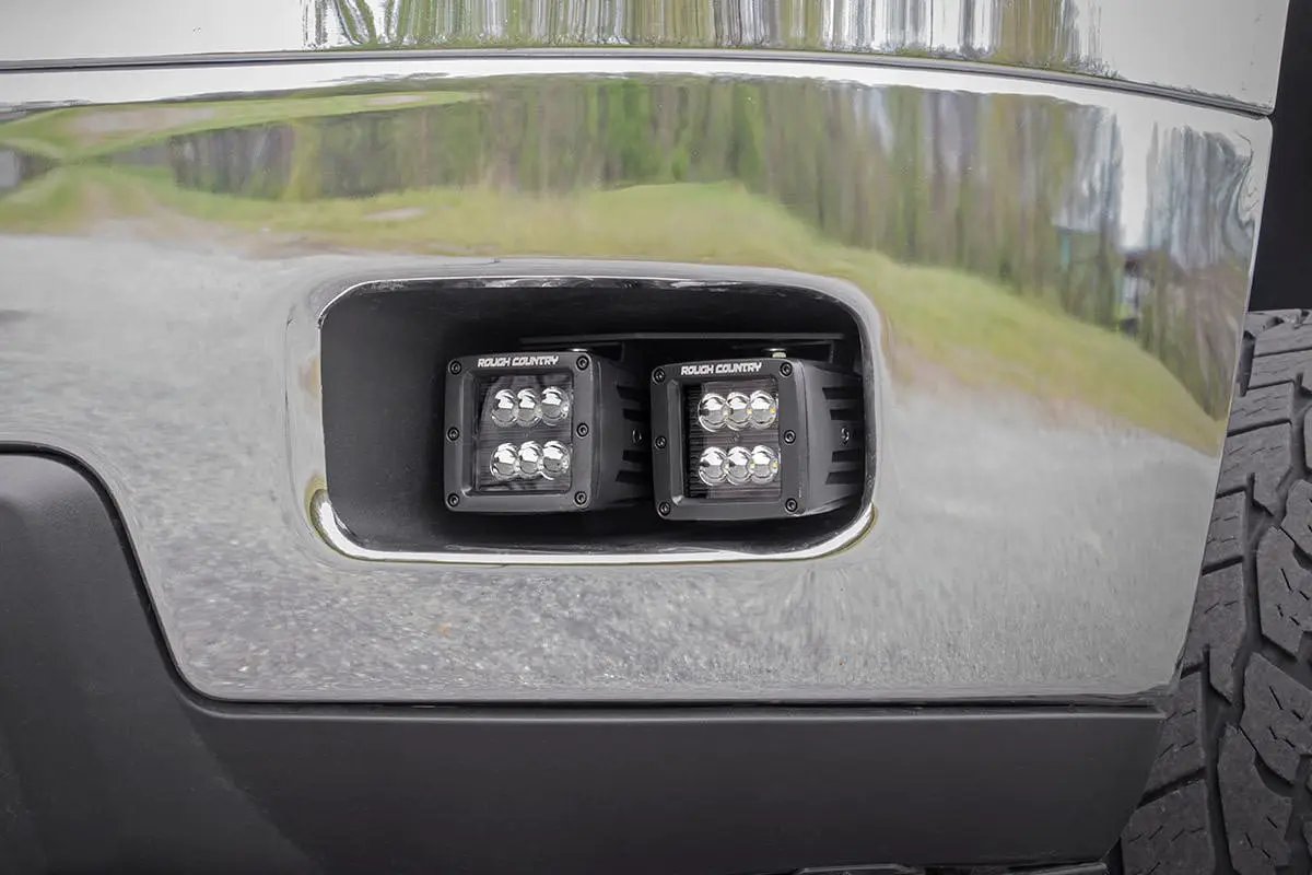 Rough Country LED Light Kit | Fog Mount | 2" Black Pair | White DRL | Chevy Silverado 2500 HD/3500 HD (11-14) by Rough Country