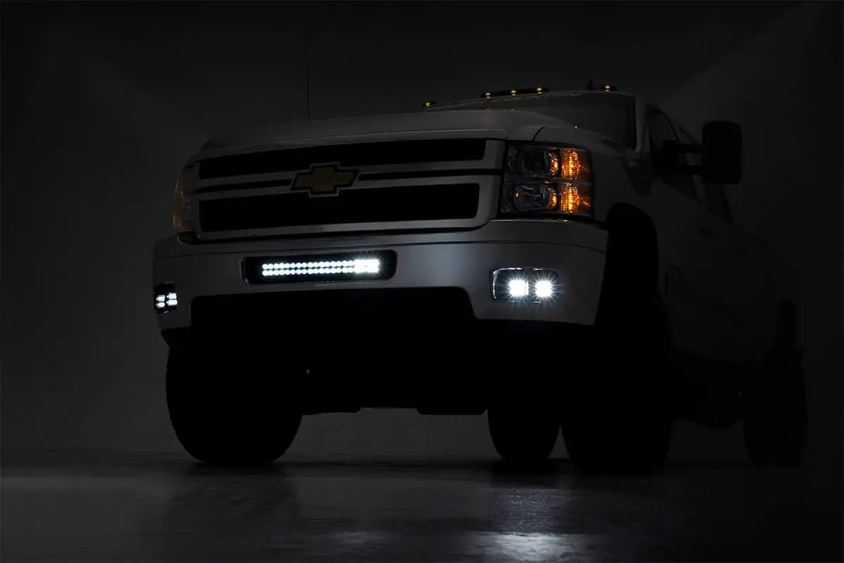 Rough Country LED Light Kit | Fog Mount | Dual 2" Black Pair | Chevy Silverado 2500 HD/3500 HD (11-14) by Rough Country