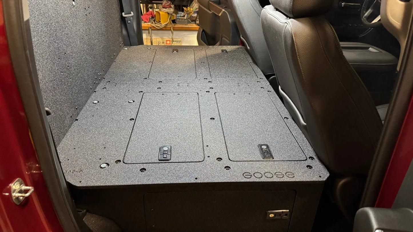 CHEVY - SILVERADO - 4TH GEN - GMC - SIERRA - 2019-PRESENT - 5TH GEN - EXPLORE SERIES - CREW CAB - SEAT DELETE PLATE SYSTEM - SECOND ROW - 100% by Goose Gear
