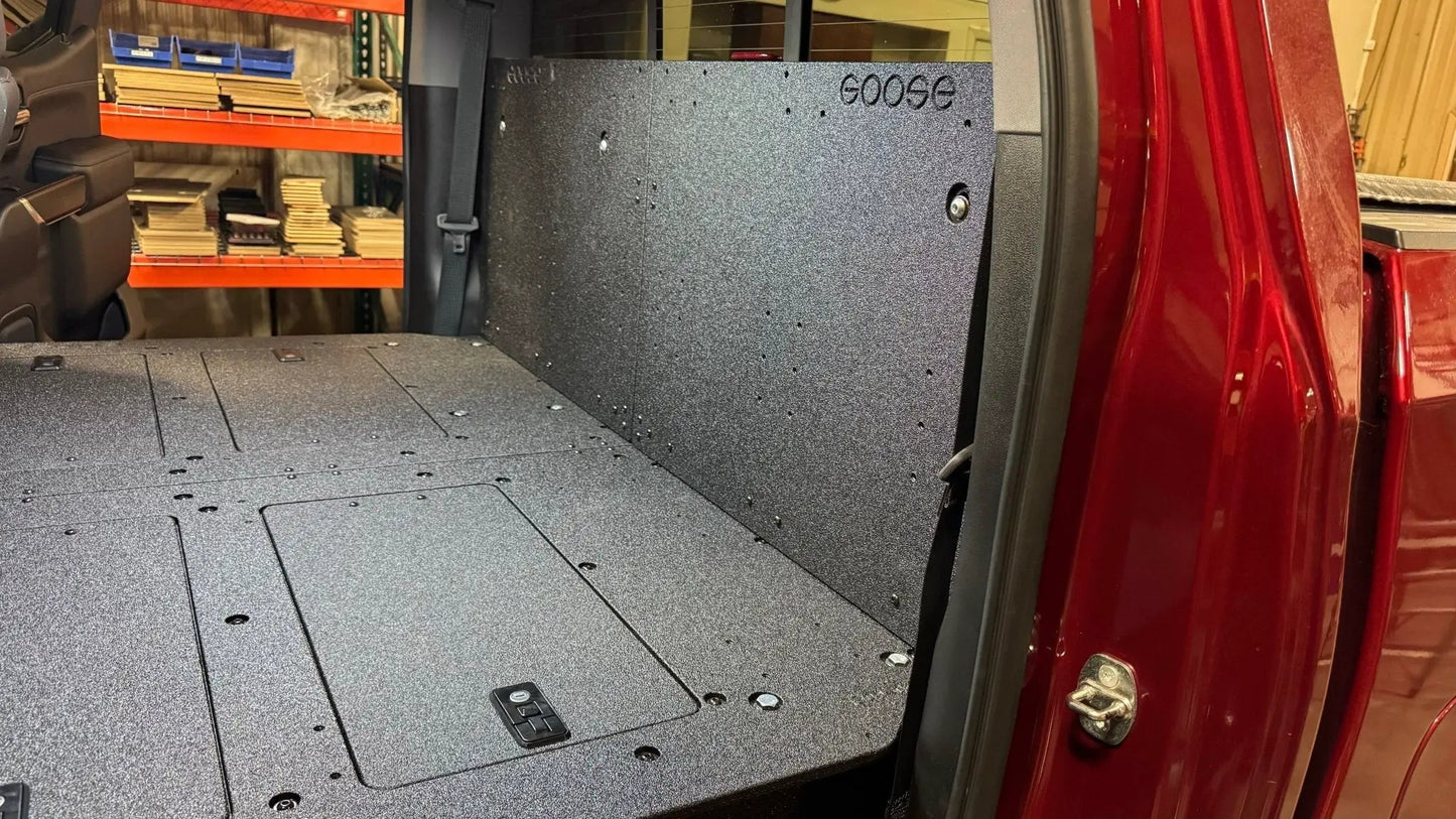 CHEVY - SILVERADO - 4TH GEN - GMC - SIERRA - 2019-PRESENT - 5TH GEN - EXPLORE SERIES - CREW CAB - SEAT DELETE PLATE SYSTEM - SECOND ROW - 100% by Goose Gear
