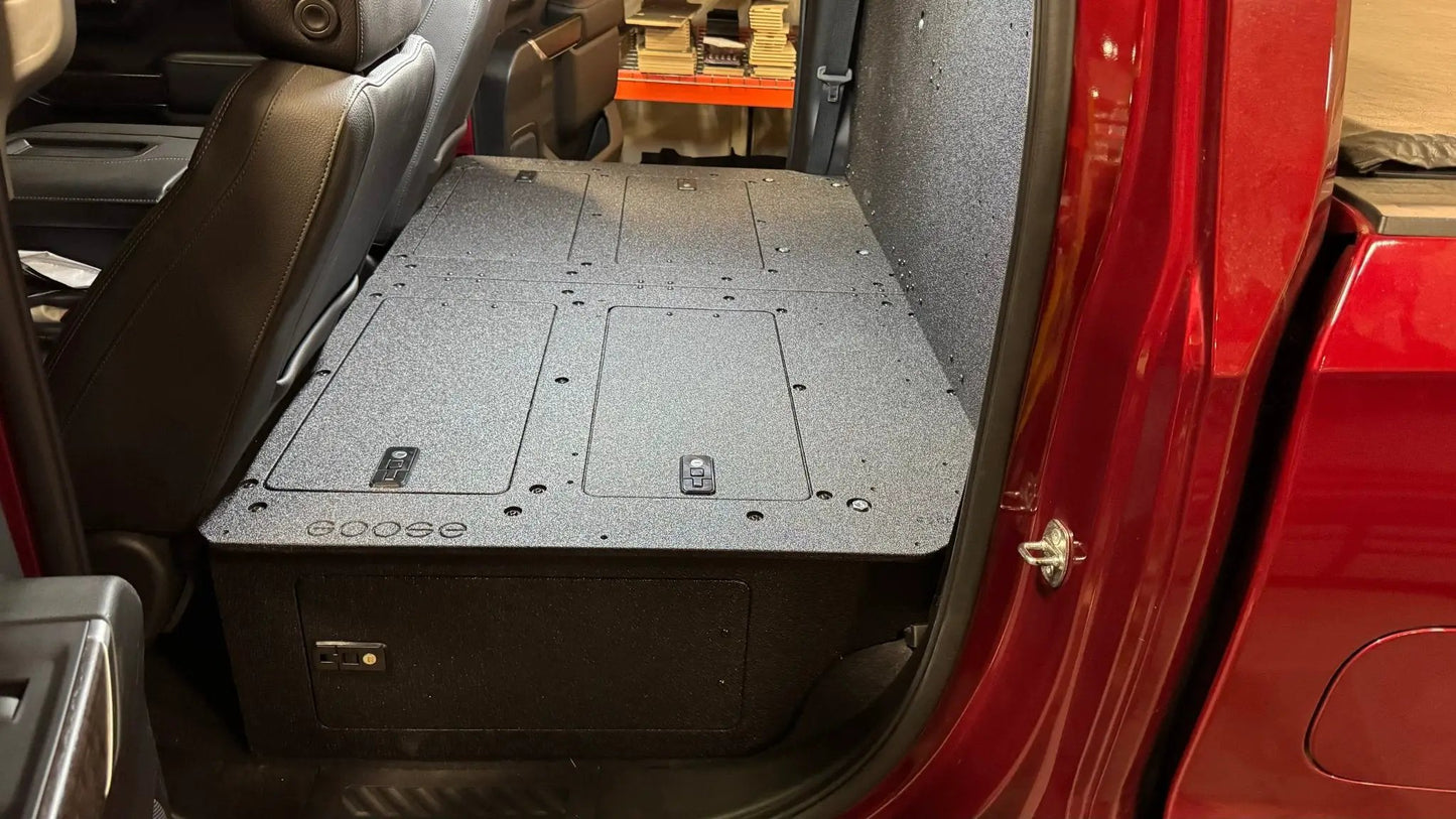 CHEVY - SILVERADO - 4TH GEN - GMC - SIERRA - 2019-PRESENT - 5TH GEN - EXPLORE SERIES - CREW CAB - SEAT DELETE PLATE SYSTEM - SECOND ROW - 100% by Goose Gear