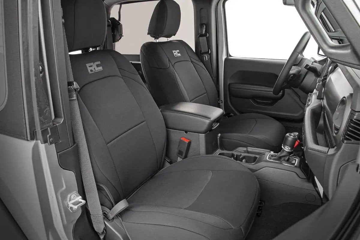 Rough Country Seat Covers | Front and Rear w/ Armrest | Jeep Wrangler Unlimited 4WD (18-26) by Rough Country