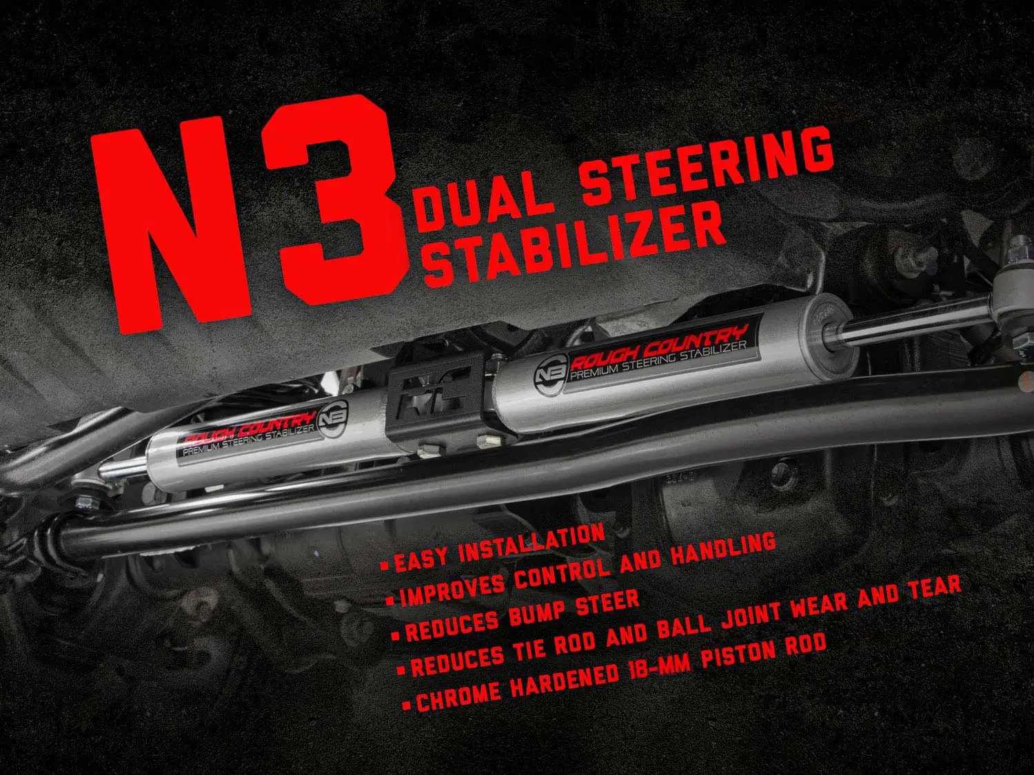 Rough Country N3 Steering Stabilizer | Dual | Toyota 4Runner/Truck 4WD (1986-1995) by Rough Country