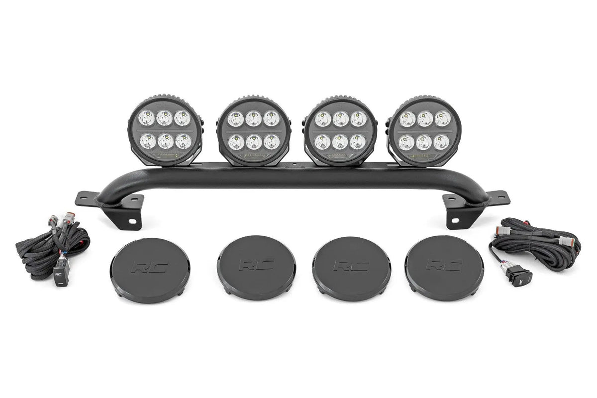 Rough Country Light Bar Mount | 6.5 Inch Round LED (Quad) | OE Modular Steel | Ford Bronco (21-25) by Rough Country