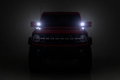 Rough Country LED Light Kit | Ditch Mount | 3.5" Black Round Pair | Amber DRL | Ford Bronco (21-25) by Rough Country