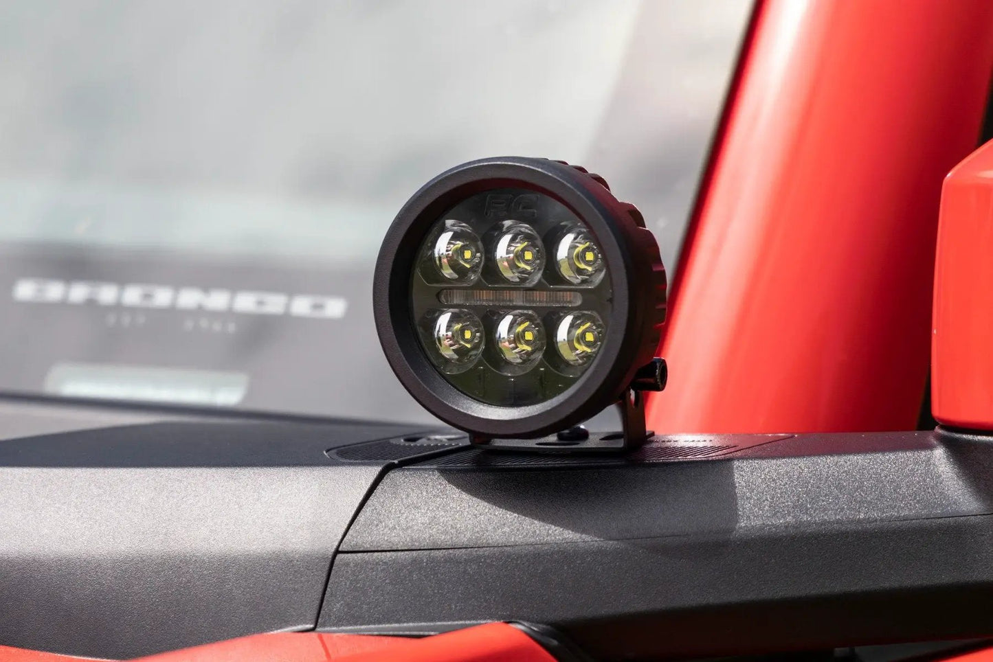 Rough Country LED Light Kit | Ditch Mount | 3.5" Black Round Pair | Amber DRL | Ford Bronco (21-25) by Rough Country