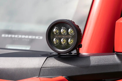 Rough Country LED Light Kit | Ditch Mount | 3.5" Black Round Pair | Amber DRL | Ford Bronco (21-25) by Rough Country