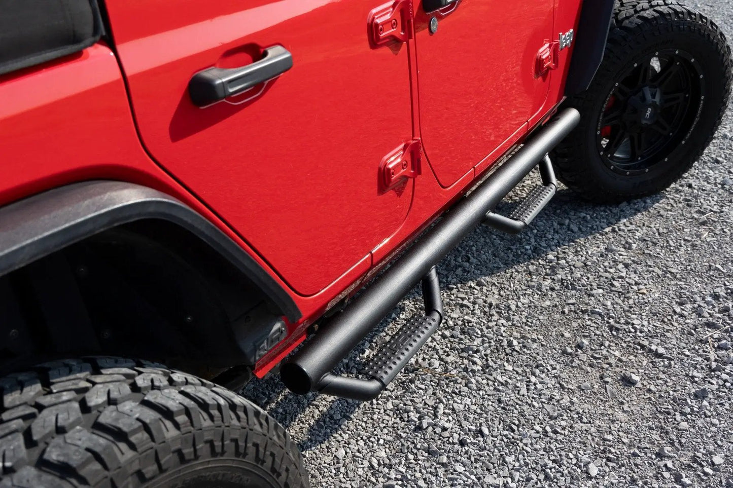 Rough Country Nerf Steps | Wheel to Wheel | 4 Door | Jeep Wrangler Unlimited 2WD/4WD (07-18) by Rough Country