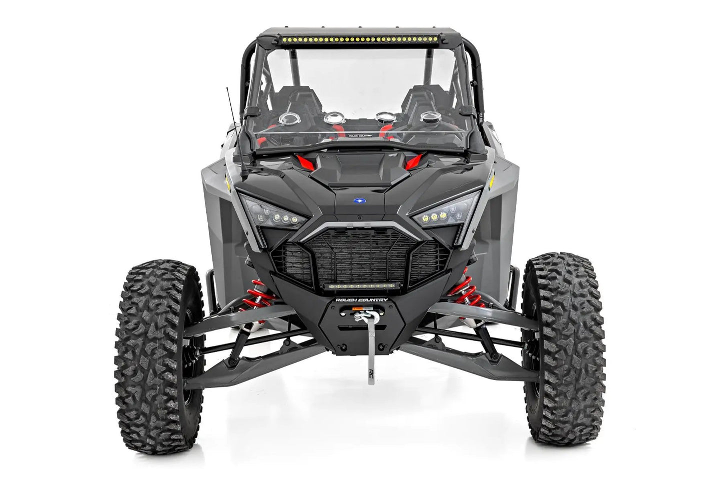 Rough Country 30" Single Row Light Mount | Front | Black Series | White DRL | Polaris RZR Turbo R by Rough Country