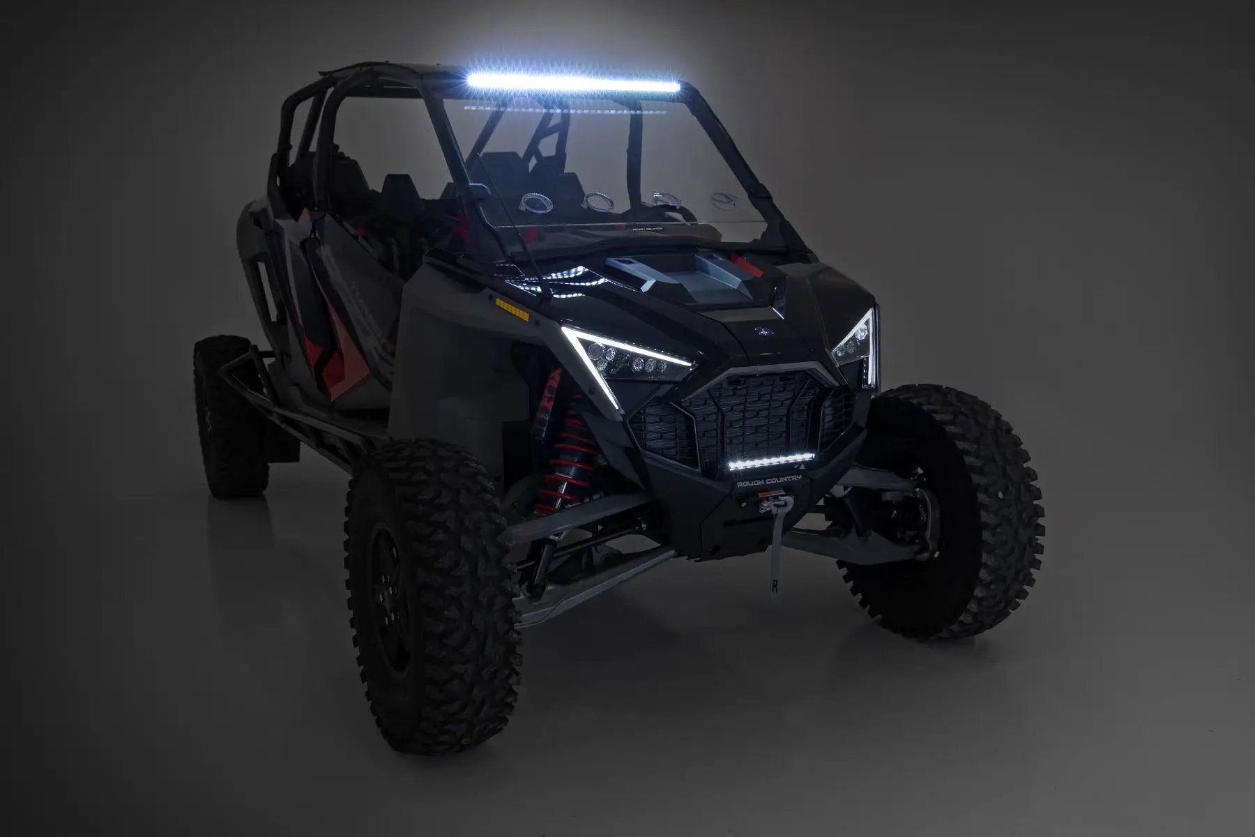 Rough Country 30" Single Row Light Mount | Front | Black Series | White DRL | Polaris RZR Turbo R by Rough Country