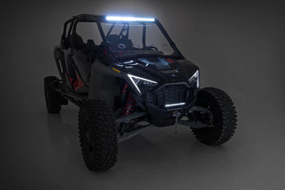 Rough Country 30" Single Row Light Mount | Front | Black Series | White DRL | Polaris RZR Turbo R by Rough Country