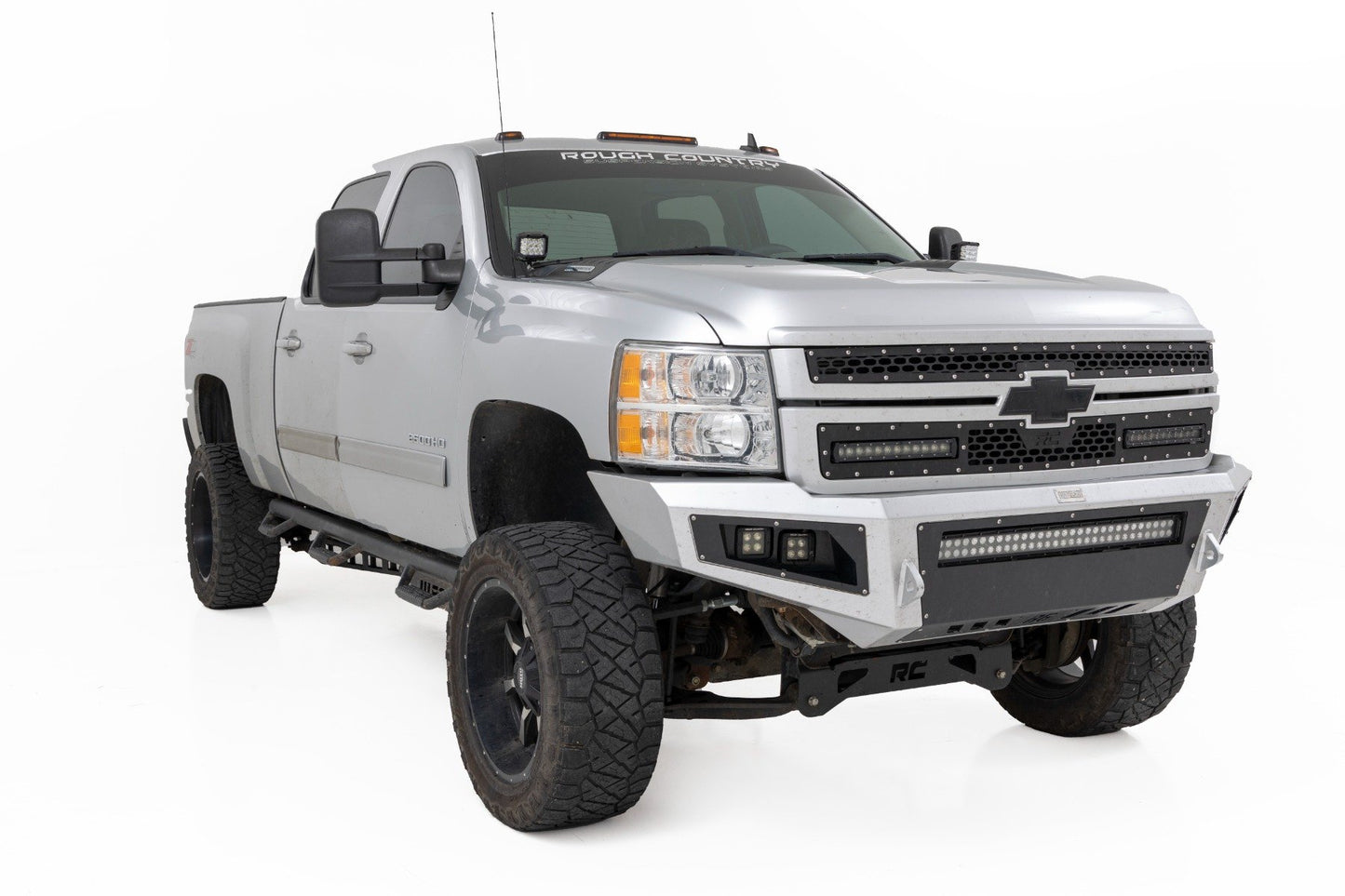 Rough Country LED Light Kit | Ditch Mount |  3" OSRAM | Wide | Chevy 1500 & Chevy/GMC 2500HD/3500HD (07-14)