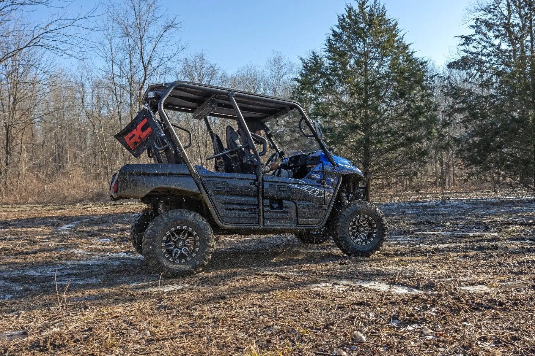 Rough Country Whip Mount | Cage | 4' Multl-Color LED Whip Pair | Kawasaki Teryx4 800 by Rough Country