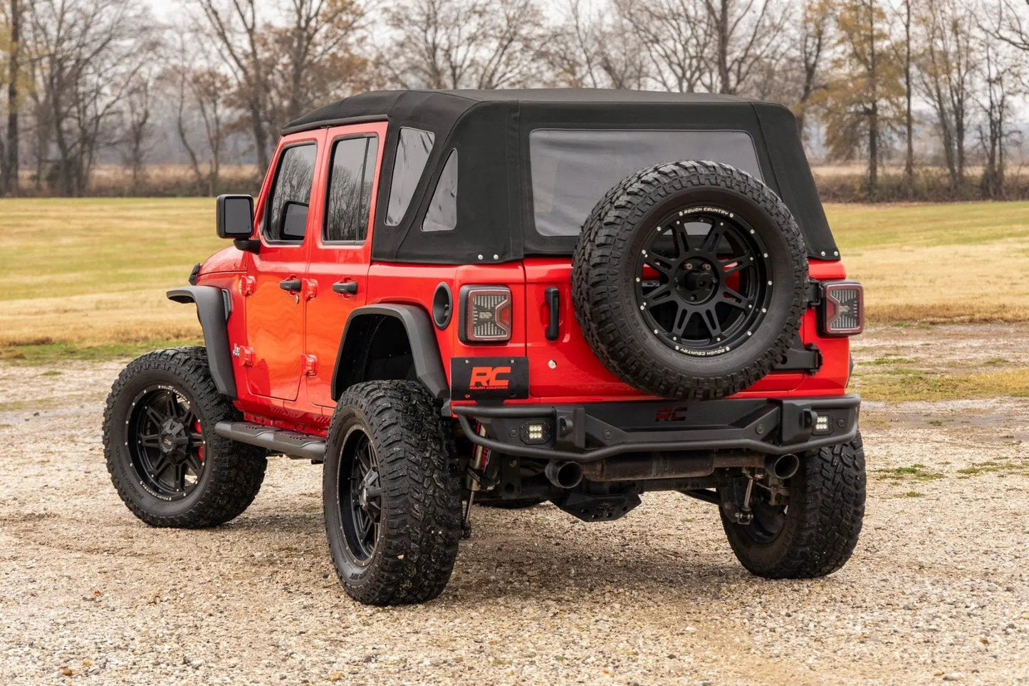 Rough Country Oval Nerf Steps | 4 Door | Black | Jeep Wrangler Unlimited 4WD (2018-2026) by Rough Country
