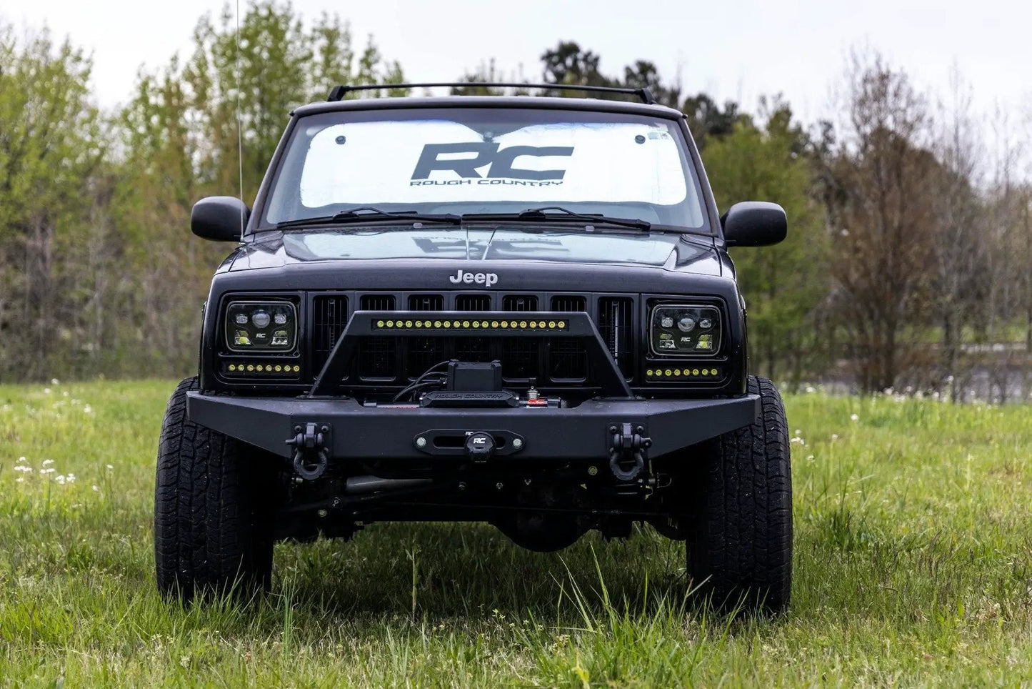 Rough Country 8 Inch Black Series LED Light Bar | Single Row | Cool White DRL | Pair by Rough Country
