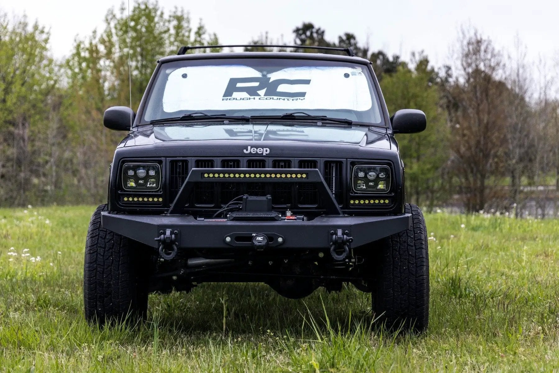 Rough Country 8 Inch Black Series LED Light Bar | Single Row | Cool White DRL | Pair by Rough Country