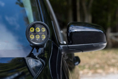 Rough Country LED Light Kit | Ditch Mount | Black Series Round | 3.5 Inch | Amber DRL | Jeep Cherokee KL (14-21) by Rough Country