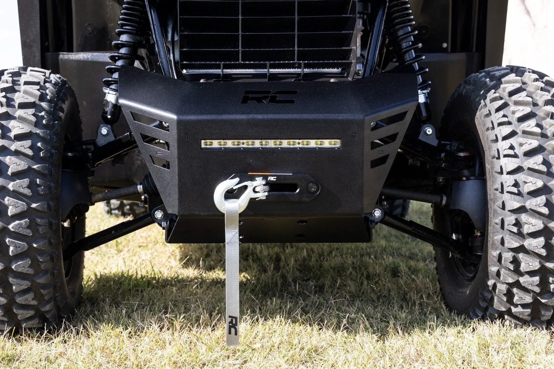 Rough Country Winch Plate | 10" Black Slimline | Honda Pioneer 520 by Rough Country